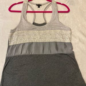 Express Raceback Tank, Tiered, Bead/Lace/Silk
